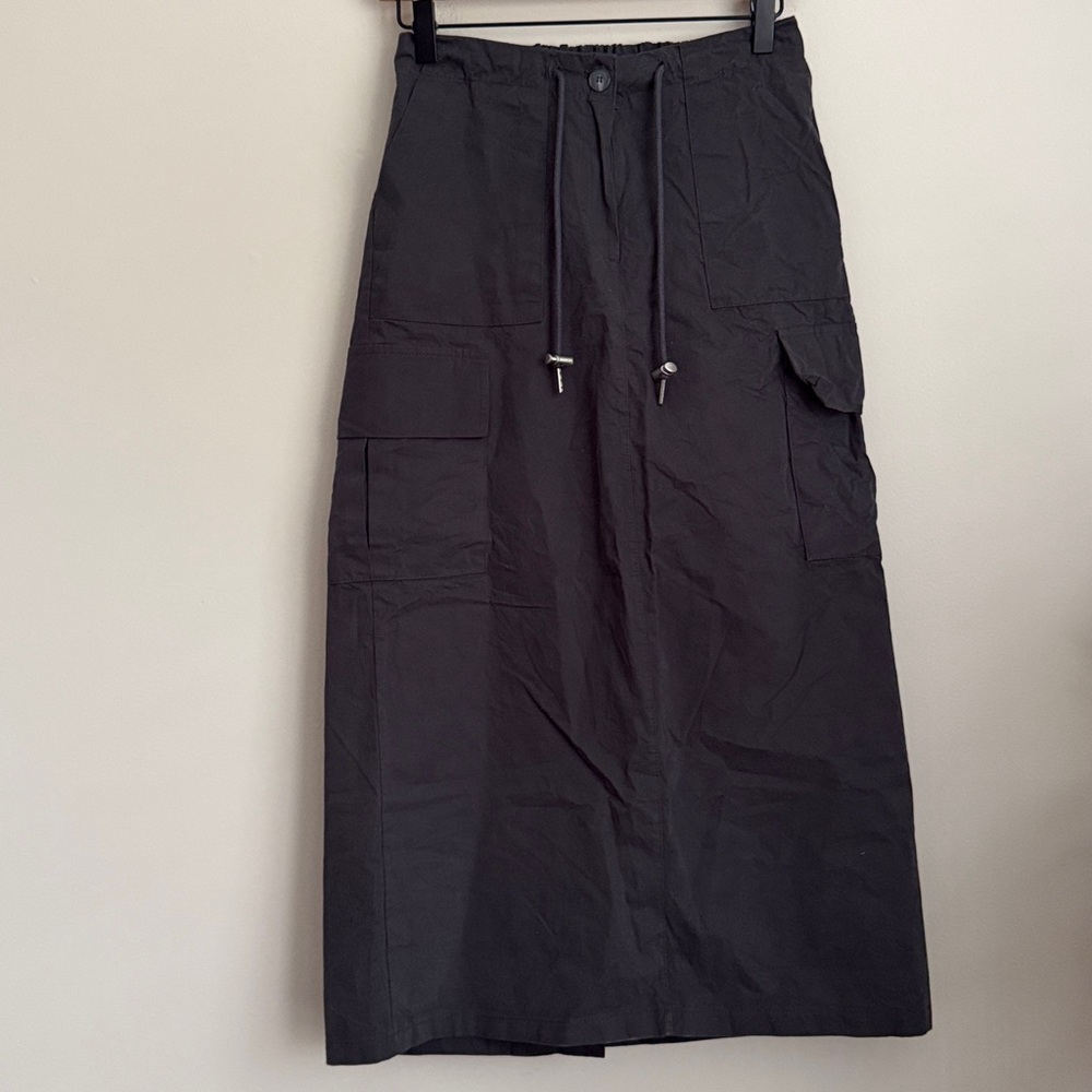 Oak + Fort Cargo Midi Skirt dark grey Size S